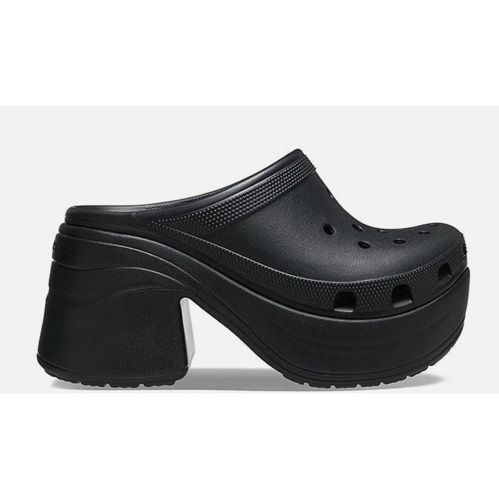 Crocs Siren Clog Black Platform Heeled Mule Sandals 208547-001 Womens 11